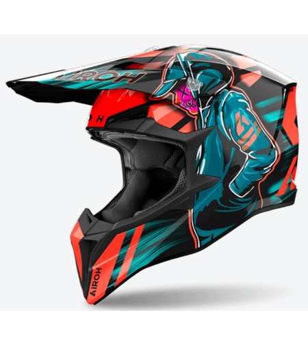 Мотокрос каска AIROH WRAAAP CYBER ORANGE/BLUE