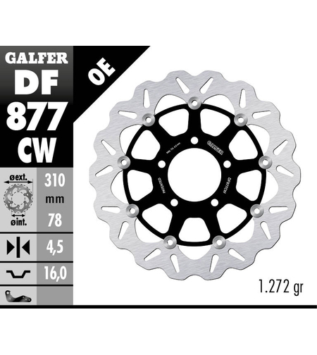 Плаващ преден спирачен диск Galfer WAVE FLOATING COMPLETE (C. ALU.) 310x4,5mm DF877CW