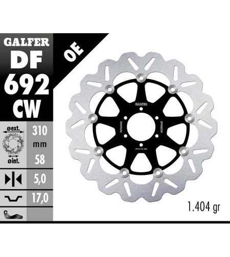 Плаващ преден спирачен диск Galfer WAVE FLOATING COMPLETE (C. ALU.) 310x5mm DF692CW
