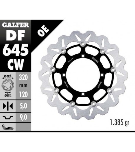 Плаващ преден спирачен диск Galfer WAVE FLOATING COMPLETE (C. ALU.) 320x5mm DF645CW