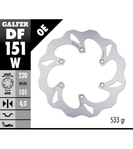 Заден спирачен диск Galfer WAVE FIXED  DISC WAVE FIXED 220x4,5mm DF151W