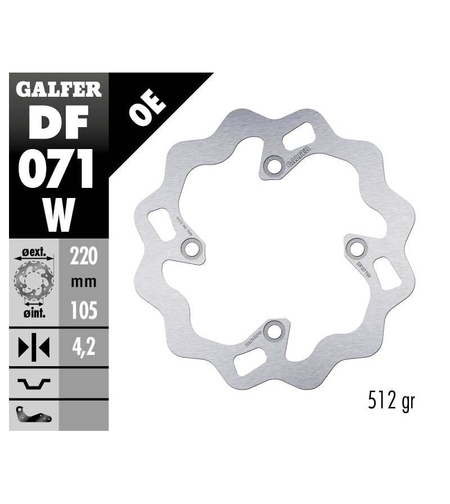 Преден/Заден спирачен диск Galfer WAVE FIXED  DISC WAVE FIXED 220x4mm DF071W