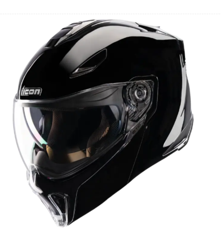 Отваряема каска ICON Threshold™ Solid Modular BLACK GLOSS