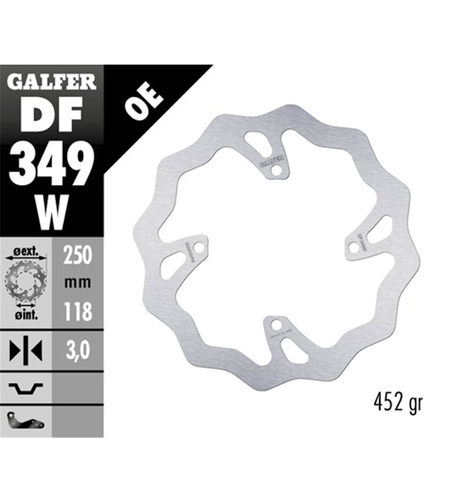 Преден спирачен диск Galfer WAVE FIXED 250x3mm DF349W