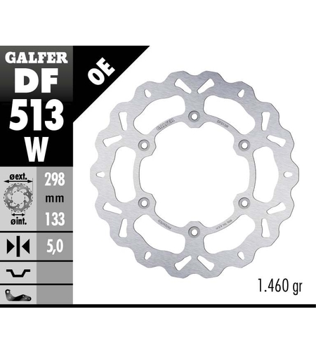 Заден спирачен диск Galfer WAVE FIXED  DISC WAVE FIXED 298x5mm DF513W