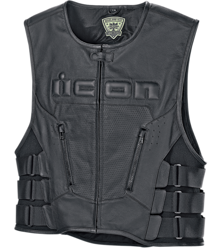 Кожен мото елек ICON VEST RED D3O