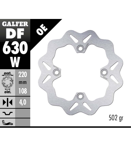 Заден спирачен диск Galfer WAVE FIXED  DISC WAVE FIXED 220x4mm DF630W