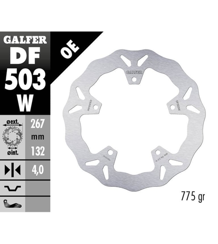 Преден спирачен диск Galfer WAVE FIXED 267x4mm DF503W