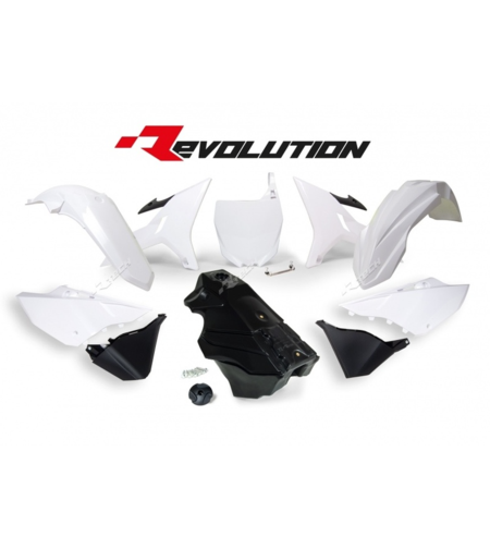 Комплект пластмаси RACETECH Revolution Plastic Kit + Gas Tank (Black/White) Yamaha YZ125/250 02-19