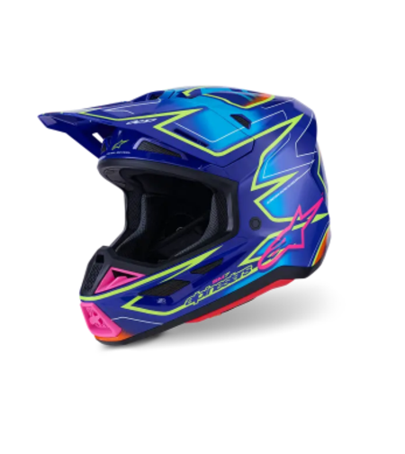 Мотокрос каска ALPINESTARS SM7 CAST BLUE/YELLOW/PINK