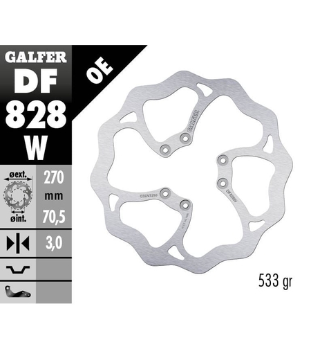 Преден спирачен диск Galfer WAVE FIXED 270x3mm DF828W