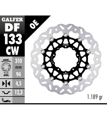 Плаващ преден спирачен диск Galfer WAVE FLOATING COMPLETE (C. ALU.) 310x4,5mm DF133CW