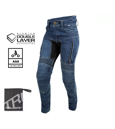 Дамски мото дънки TRILOBITE PARADO DOUBLELAYER SLIM FIT BLUE LEVEL 2