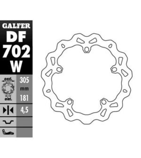 Преден спирачен диск Galfer WAVE FIXED 305x4.5mm DF702W
