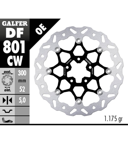 Плаващ преден спирачен диск Galfer WAVE FLOATING COMPLETE (C. ALU.) 300x5mm  DF801CW