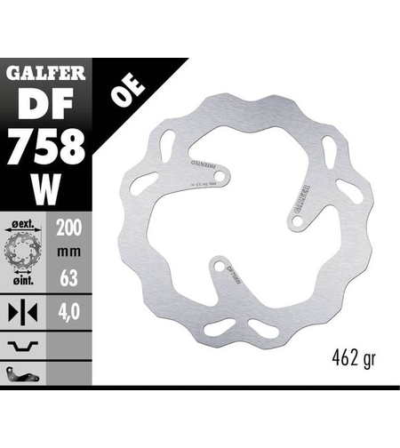 Заден спирачен диск Galfer WAVE FIXED 200x4mm DF758W