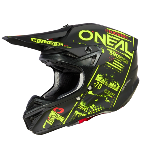 Мотокрос каска O'NEAL 5SERIES POLYACRYLITE ATTACK V.23 BLACK/NEON YELLOW