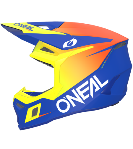 Детска мотокрос каска O'NEAL 3SERIES SOLID BLUE/NEON YELLOW V.26