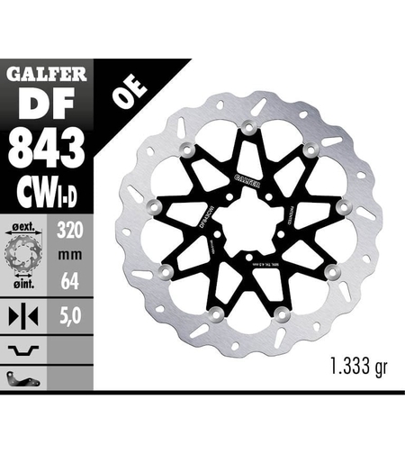 Плаващ преден спирачен диск Galfer WAVE FLOATING COMPLETE (C. ALU.) 320x5mm DF843CWI