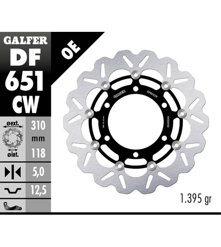 Плаващ преден спирачен диск Galfer WAVE FLOATING COMPLETE (C. ALU.) 310x5mm DF651CW