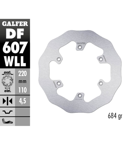 Заден спирачен диск Galfer WAVE FIXED SOLID 220x4.5mm DF607WLL