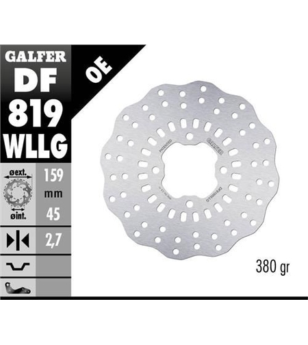 Заден спирачен диск Galfer WAVE FIXED FULL TYPE 159.5x3mm DF819WLLG