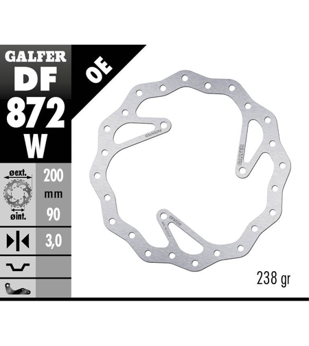 Преден спирачен диск Galfer BRAKE TRACK WAVE 200x3mm DF872W