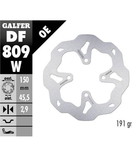 Заден спирачен диск Galfer WAVE FIXED 150x2,9mm DF809W