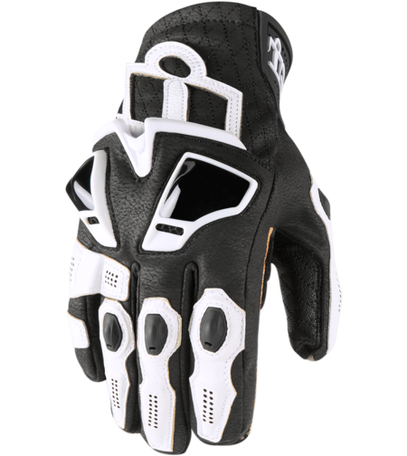 Кожени мото ръкавици ICON HYPERSPORT SHORT - WHITE