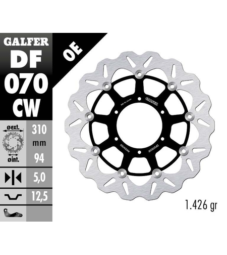 Плаващ преден спирачен диск Galfer WAVE FLOATING COMPLETE (C. ALU.) 310x5mm DF070CW