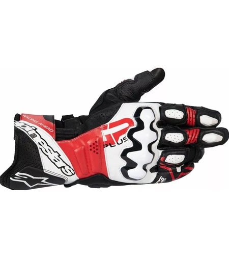 Кожени ръкавици ALPINESTARS GP+ R V3 LTHR BK/WT/BRT RD