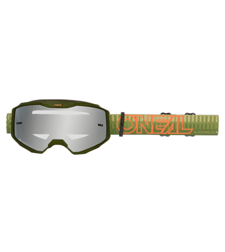 Мотокрос очила O'NEAL B-10 STRIPED GREEN/ORANGE - SILVER MIRROR V.26