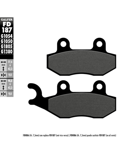 Предни/Задни мото накладки Galfer SEMI METAL FD187G1054