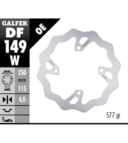 Заден спирачен диск Galfer WAVE FIXED 250x4mm DF149W