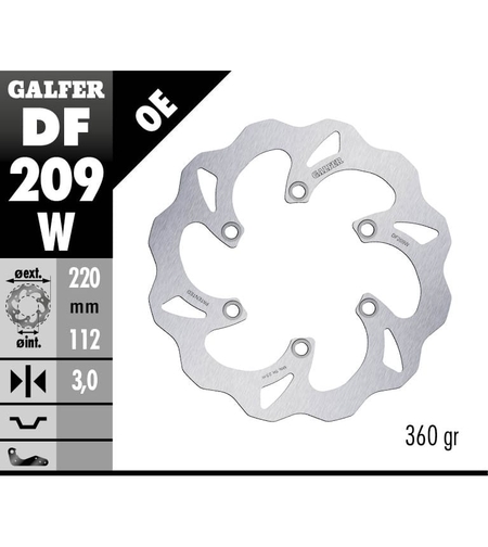 Преден спирачен диск Galfer WAVE FIXED  DISC WAVE FIXED 220x3mm DF209W
