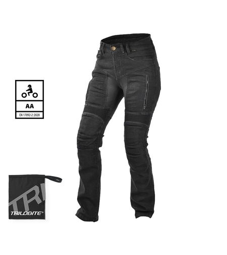 Дамски мото дънки TRILOBITE 661 PARADO REGULAR FIT LONG BLACK