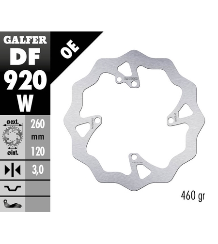 Преден спирачен диск Galfer WAVE FIXED 260x3mm DF920W