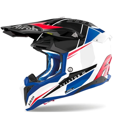 Мотокрос каска AIROH AVIATOR 3 Push Blue Red Gloss