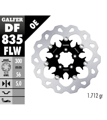 Плаващ преден спирачен диск Galfer WAVE FLOATING (C. STEEL) 300x5mm DF835FLW