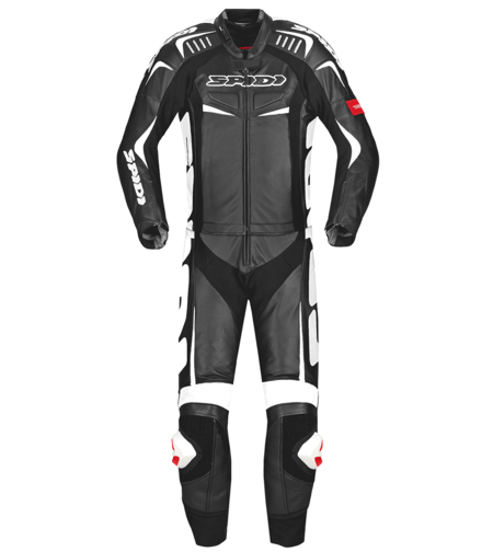 Кожен мото екип с гърбица от две части SPIDI TRACK TOURING BLACK/WHITE