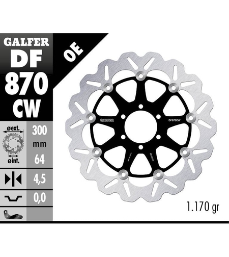 Плаващ преден спирачен диск Galfer WAVE FLOATING COMPLETE (C. ALU.) 300x4,5mm DF870CW