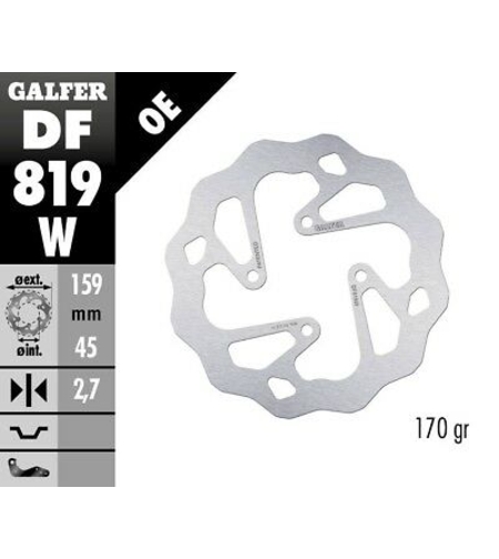 Заден спирачен диск Galfer WAVE FIXED 159,5x2,7mm DF819W