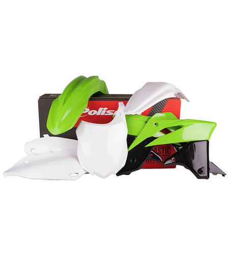 Пластмасов MX кит Polisport за Kawasaki  KX250-2013-16 White/Green OEM Color 14-15