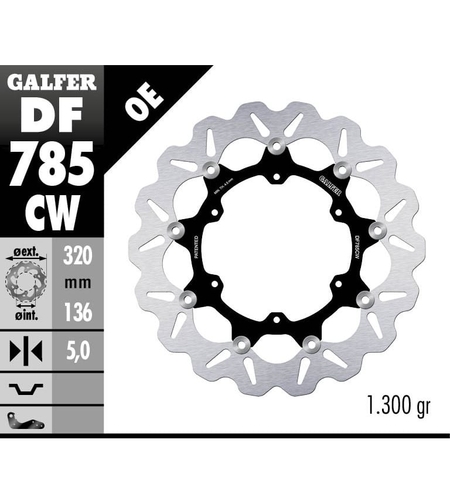 Плаващ преден спирачен диск Galfer WAVE FLOATING COMPLETE (C. ALU.) 320x5m DF785CW