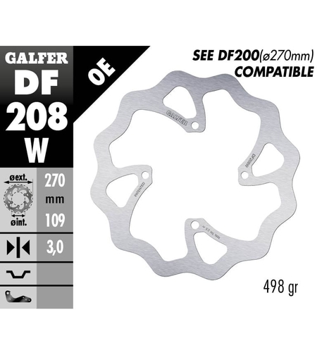 Преден спирачен диск Galfer WAVE FIXED OVERSIZE 270x3mm DF208W