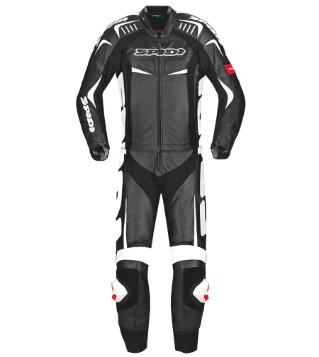 Кожен мото екип с гърбица от две части SPIDI TRACK TOURING BLACK/WHITE