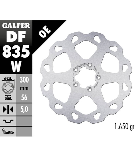Преден спирачен диск Galfer BRAKE TRACK WAVE 300x5mm DF835W