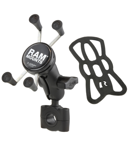 Мото стойка за телефон RAM-MOUNTS X-Grip RAM-B-408-75-1-A-UN7U с RAM Torque основа сраден размер за рейлинг, Размер B