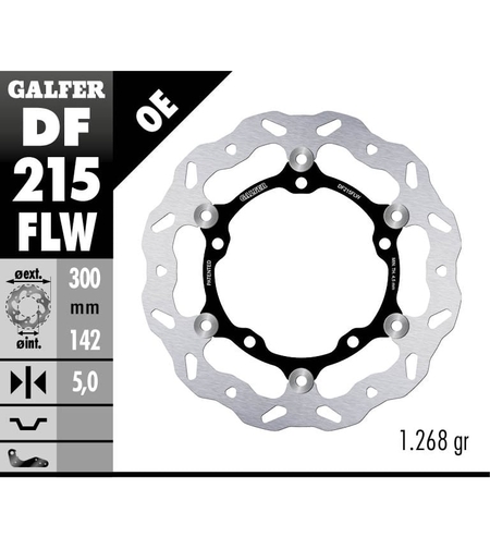 Плаващ преден спирачен диск Galfer WAVE FLOATING (C. STEEL) 300x5mm DF215FLW