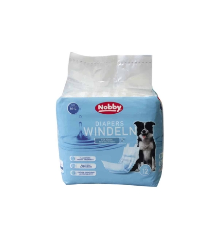 NOBBY - Diapers male dogs - памперс за мъжки кучета 12 бр. -M-L - 46-60 см. обиколка на талията